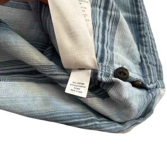 Patagonia Mens Organic Cotton Stripe Hooded Shirt Blue M Beachy Coastal Surf - Picture 8 of 11